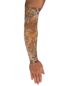 LympheDIVAS Lotus Dragon Tattoo Mans Compression Sleeve
