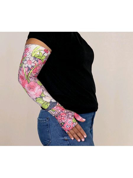 Bloomin Betty Dark Lymphoedema Sleeve and Gauntlet Set