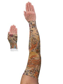 LympheDIVAS Lotus Dragon Tattoo Lymphoedema Sleeve and Gauntlet Set