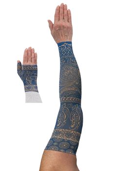 LympheDIVAS Blue Bandit Lymphoedema Sleeve and Gauntlet Set