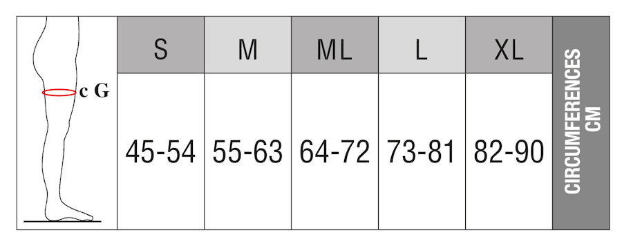 Solidea FREE LEGS Bands Size Chart